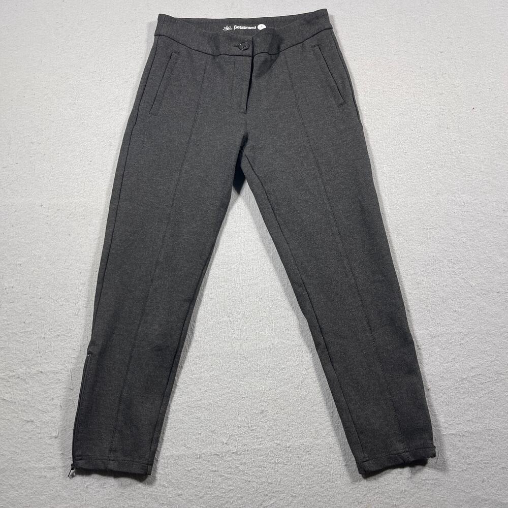 Betabrand Classic Dress‎ Pant Yoga Pant Women Small Petite Black Ankle Zip Gray